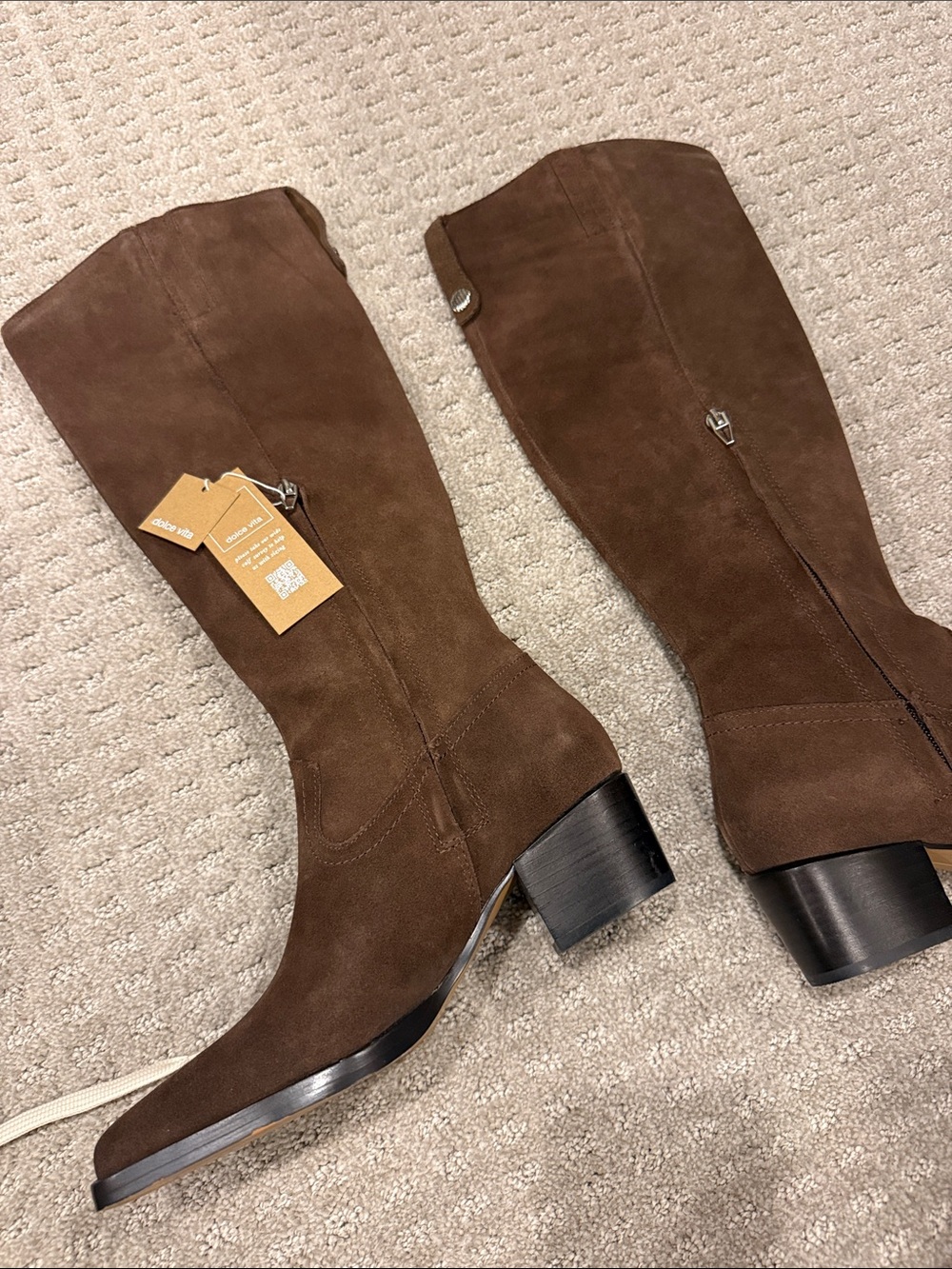 Women’s Tall Brown Suede Boots - Classic Knee-High Style - Picture 7 of 8